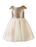 Cap Sleeves Champagne Sequin Tulle Popular Flower Girl Dress